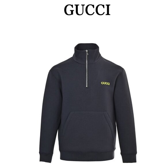 GUCCI SS25 Logo patch knitted half-zip long-sleeved sweatshirt S - Picture 1 of 8